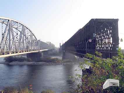 [Widok most�w z lewego brzegu Wis�y]