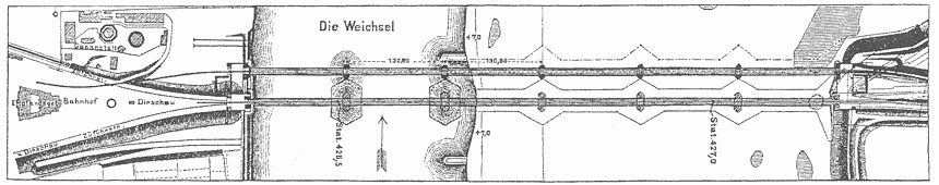 [Plan starego i nowego mostu kolejowego w 1891 roku]