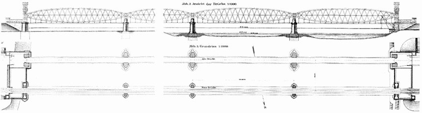 [Plan starego i nowego mostu kolejowego w 1891 roku]